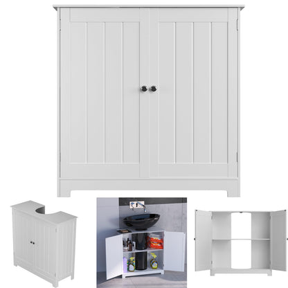 Lucn Pedestal Bathroom Cabinet with two doors and an adjustable shelf, white color