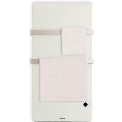 Create - Warm Towel Crystal/Electric Bathroom Radiator White 1 cm Glass with Remote Control / 110 x 1.3 x 55 cm, 600 W