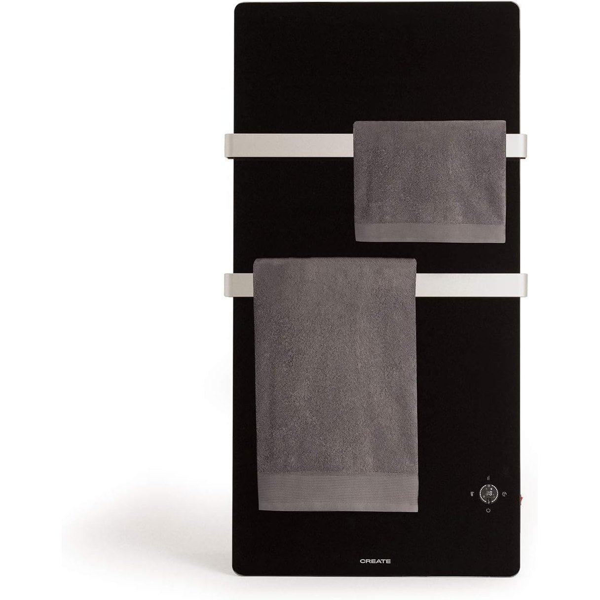 Create - Warm Towel Cristal – Electric Glass Towel Rail with WiFi, Black