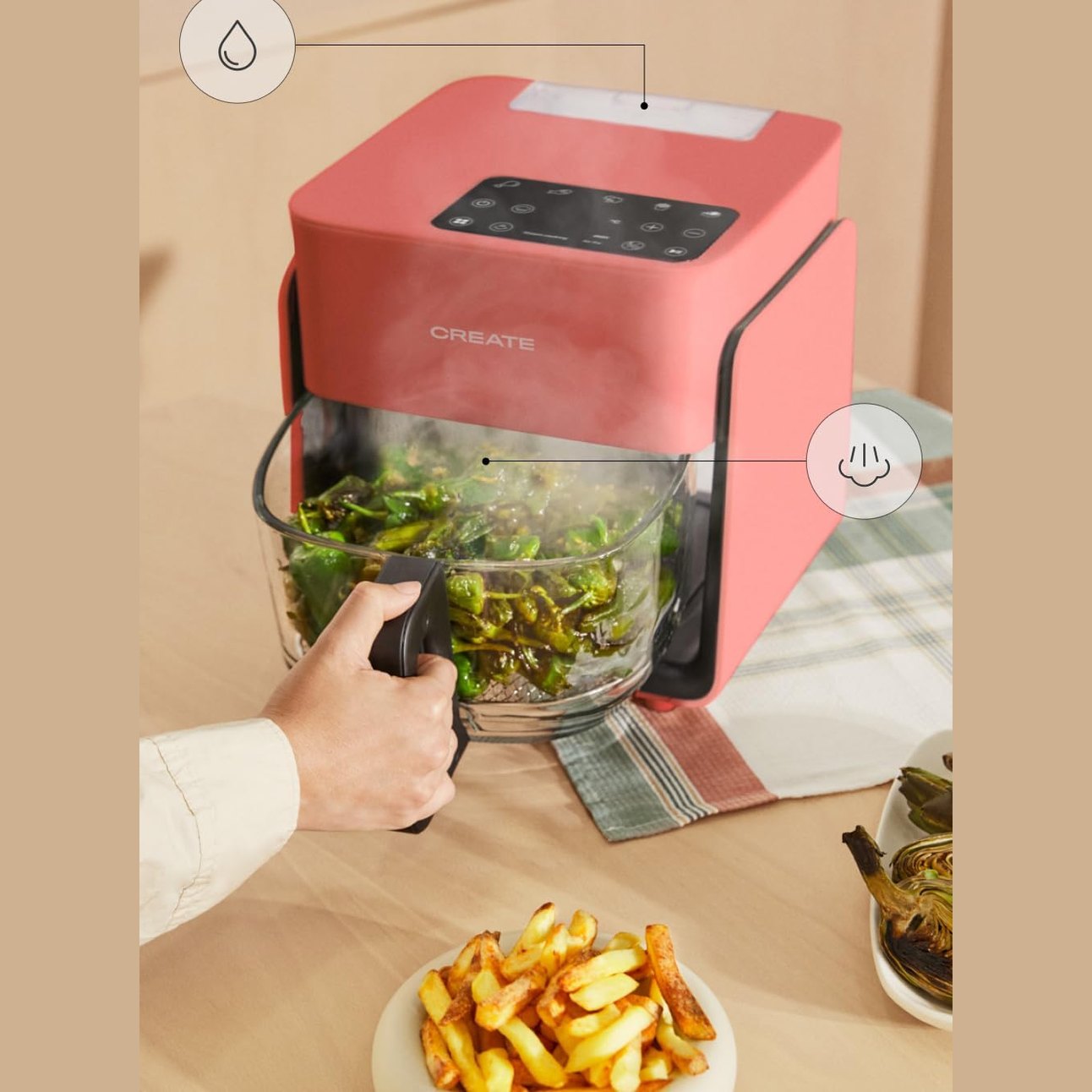 CREATE - Air Fryer Mist Oil Free Fryer 4.2 L with Steam Release – Terracotta