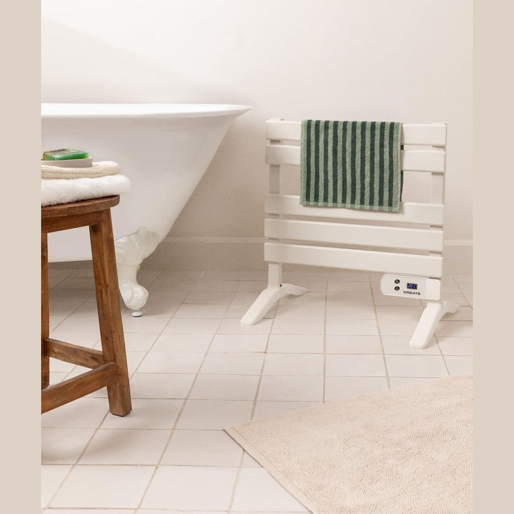 Create - Warm Towel Mini Electric Bathroom Radiator Cream with Feet 58.4 x 41 x 55.8 cm