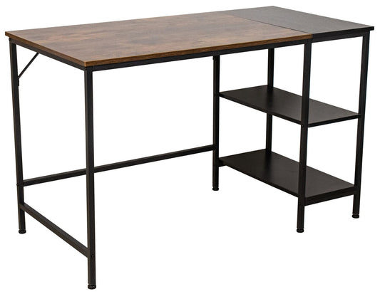 CLP Ocala Wooden Office Desk with attached shelf and metal base in black/brown