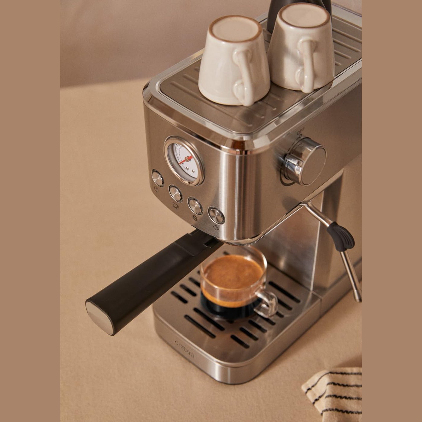 CREATE - Thera Classic Compact Espresso Machine – Semi-Automatic, 20 Bar, 1350 W - Stainless Steel