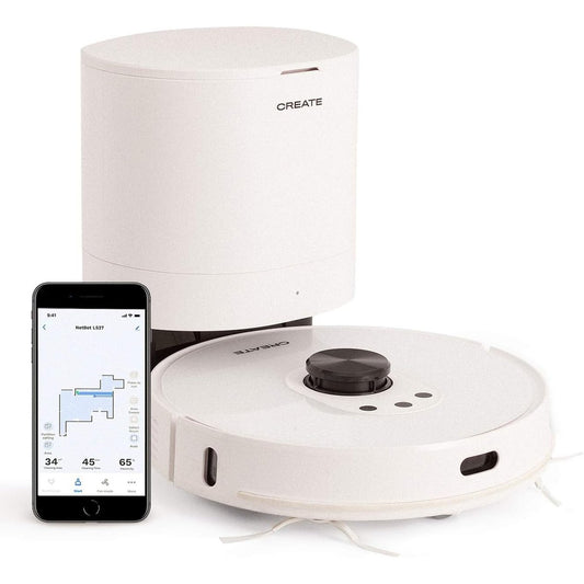 CREATE -  NETBOT LS27 / Laser Robot Vacuum Cleaner with Automatic Emptying / High Power 2700Pa, WiFi, for All Floor Types, Programmable