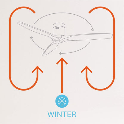 CREATE - Windcalm DC Ceiling Fan White Dark Wood Wings with Light Silent Dimmable Light Timer WiFi Power 40W Diameter 132 cm (With Light)