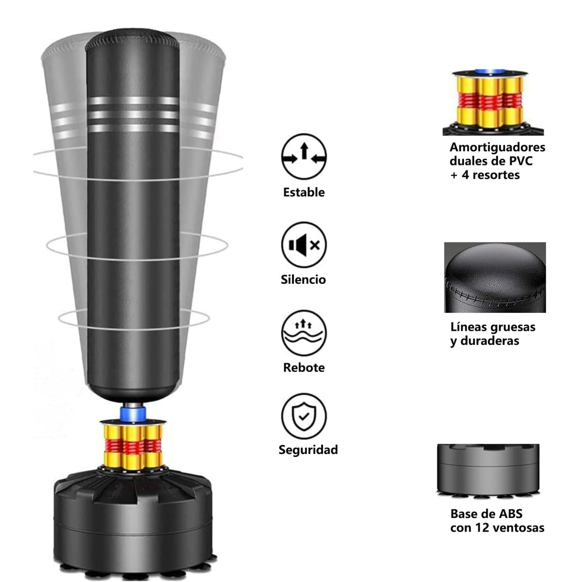 Moziel Free Standing Boxing Bag with 12 Suction Cups