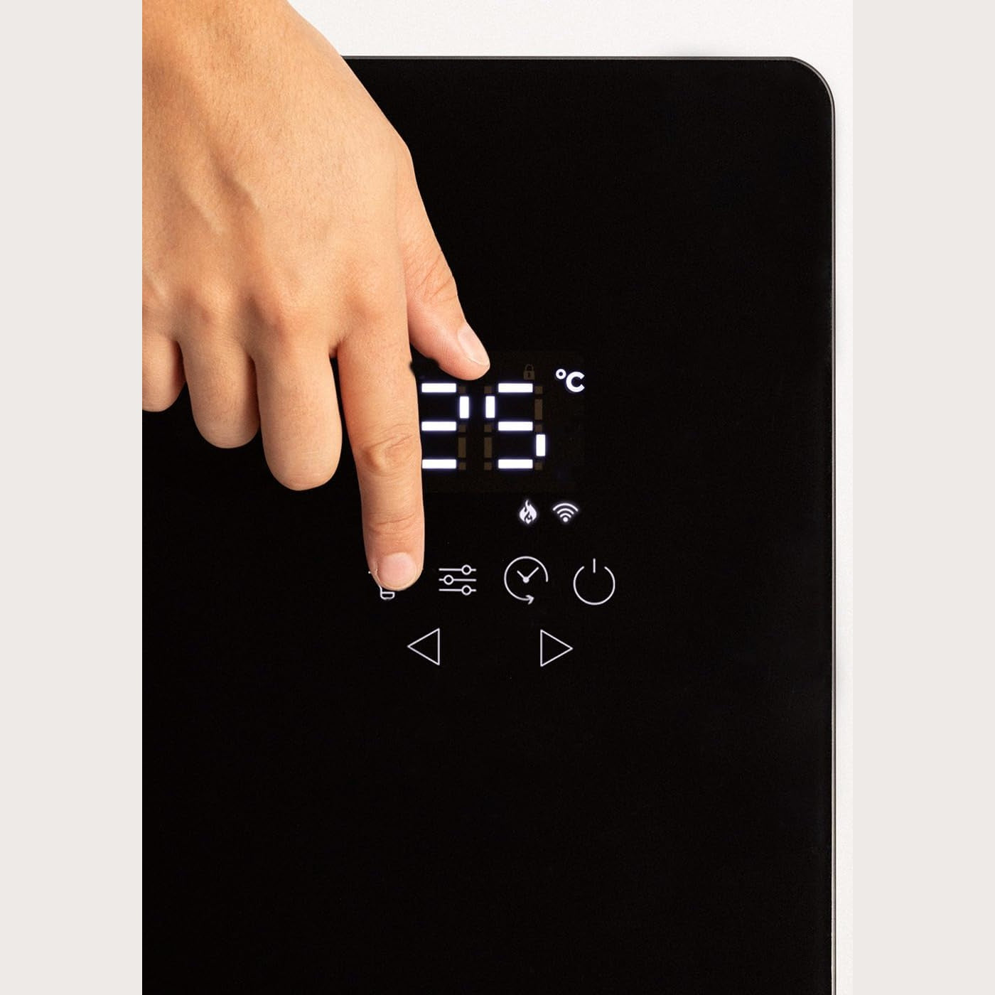 Create - WARM CRYSTAL 1500W – Black Electric Glass Convector with WiFi, LED Touch Screen, and 2 Power Levels
