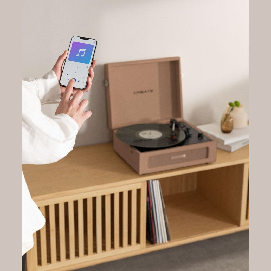 CREATE Retro Mocha Record Player with Bluetooth and USB