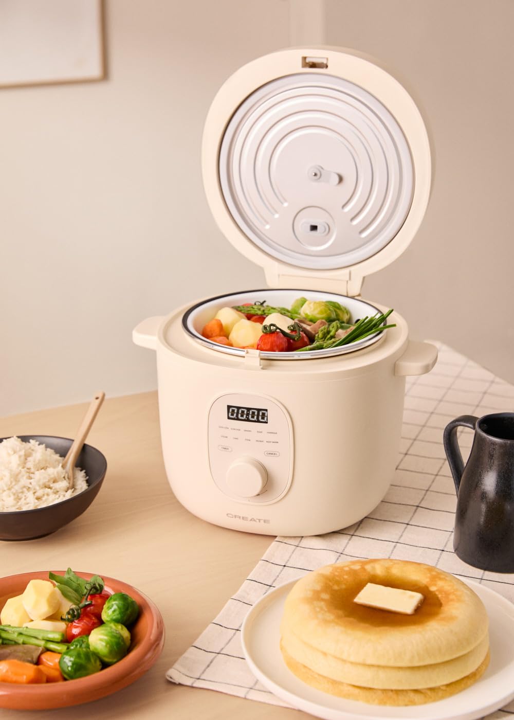 CREATE Multifunctional Electric Rice Cooker 3L Cream White