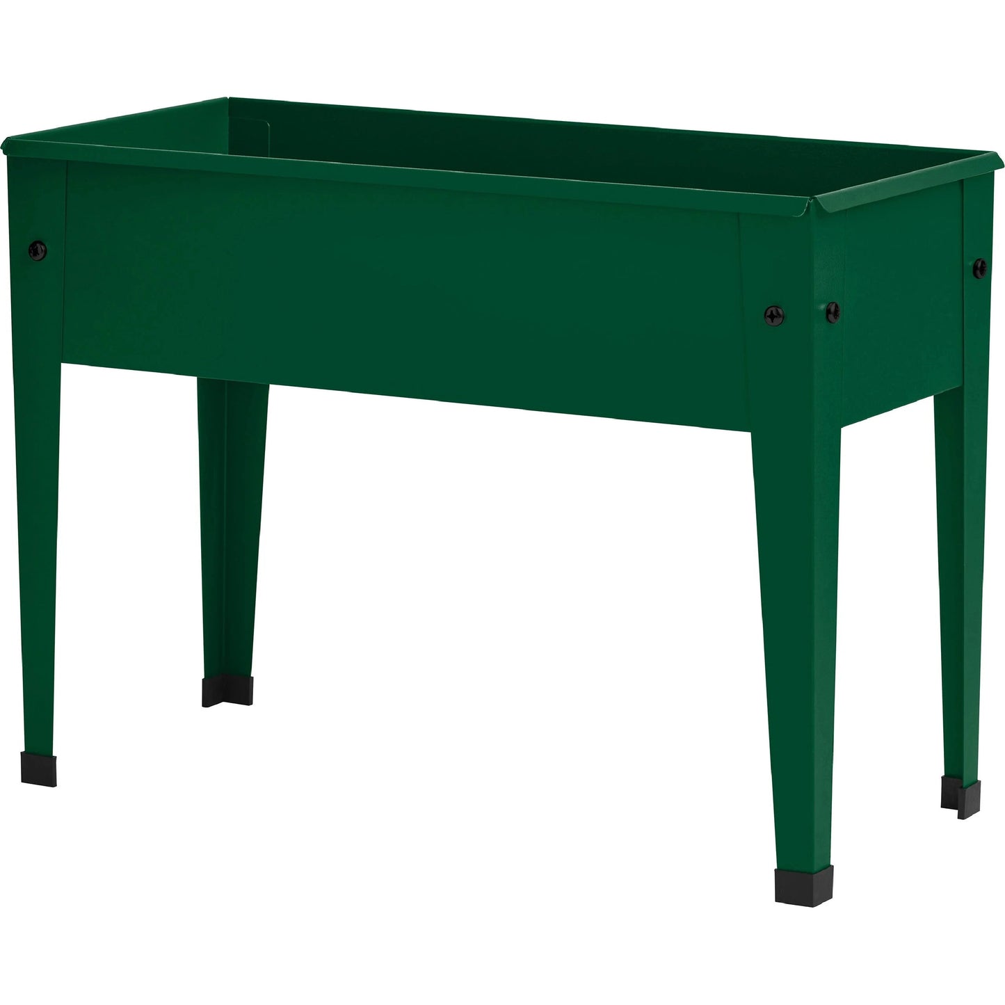 Green metal mini elevated garden bed with rectangular shape