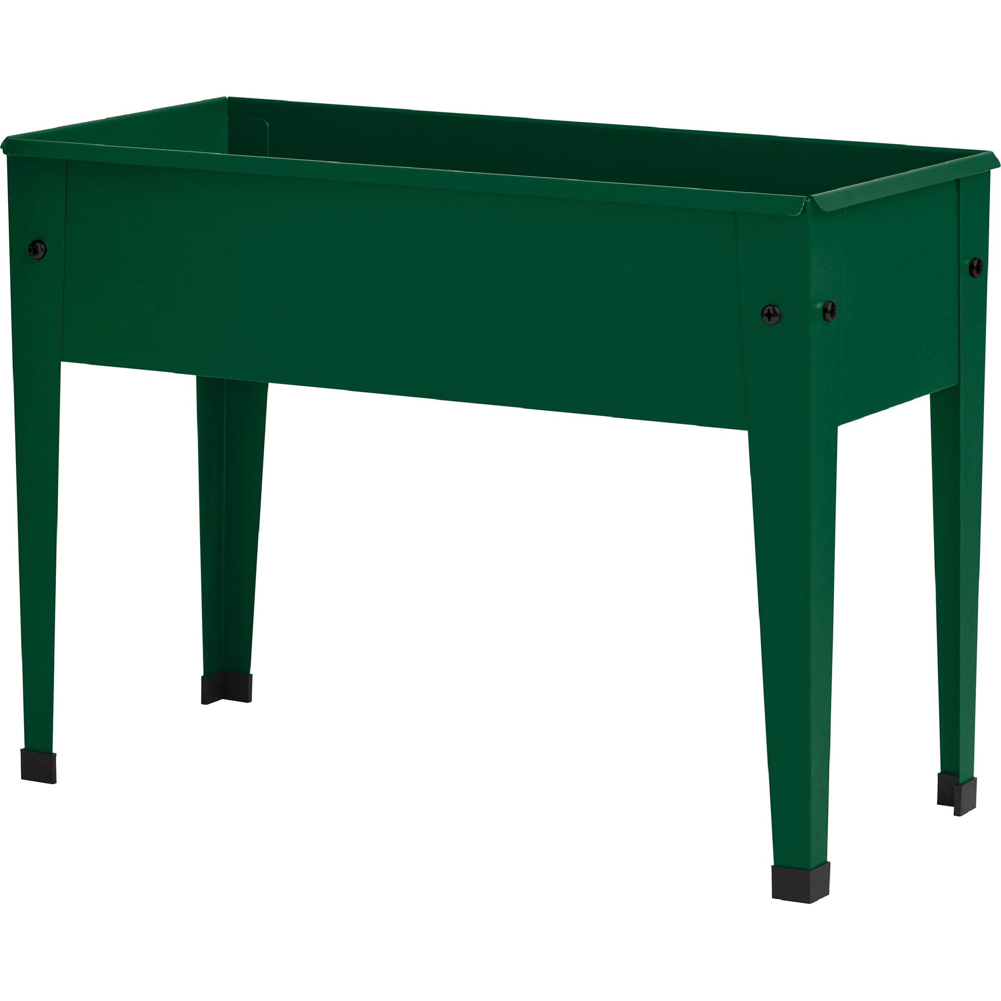 Green metal mini elevated garden bed with rectangular shape