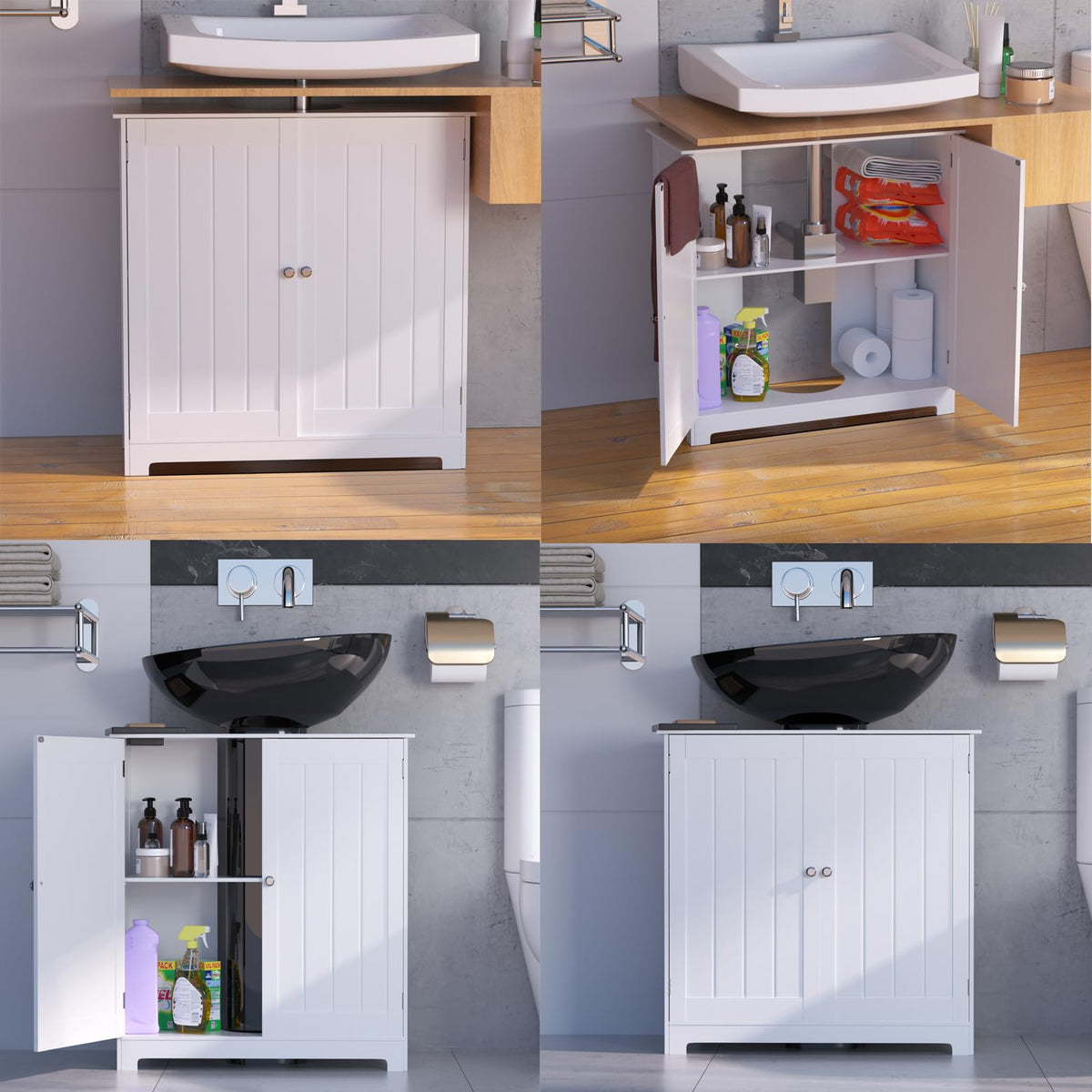 Lucn Pedestal Bathroom Cabinet with 2 Doors and Adjustable Shelf