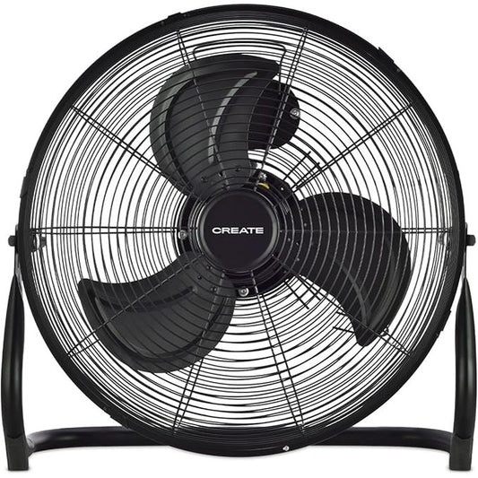 CREATE - AIR FLOOR RETRO – Black Industrial Floor Fan (16")