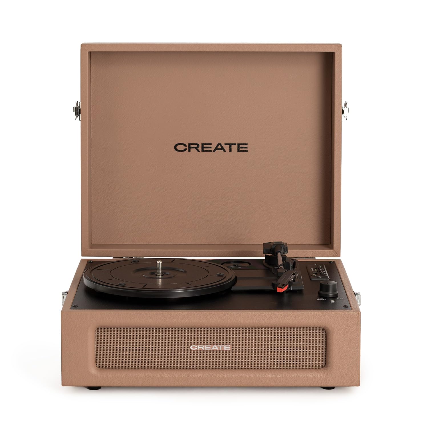 Retro Mocha CREATE Record Player with Bluetooth, USB, SD, MicroSD and MP3 capabilities