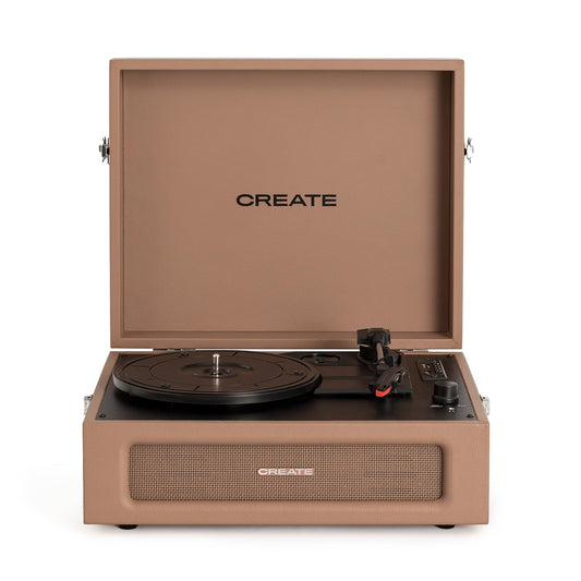 Retro Mocha CREATE Record Player with Bluetooth, USB, SD, MicroSD and MP3 capabilities