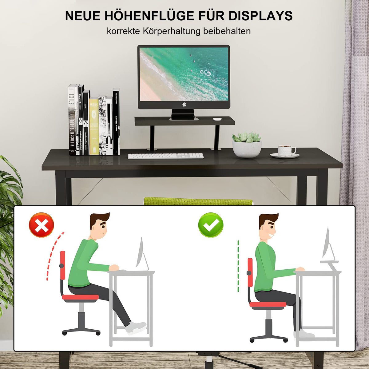 Chleby Adjustable Modern Computer Desk with Holder, Black