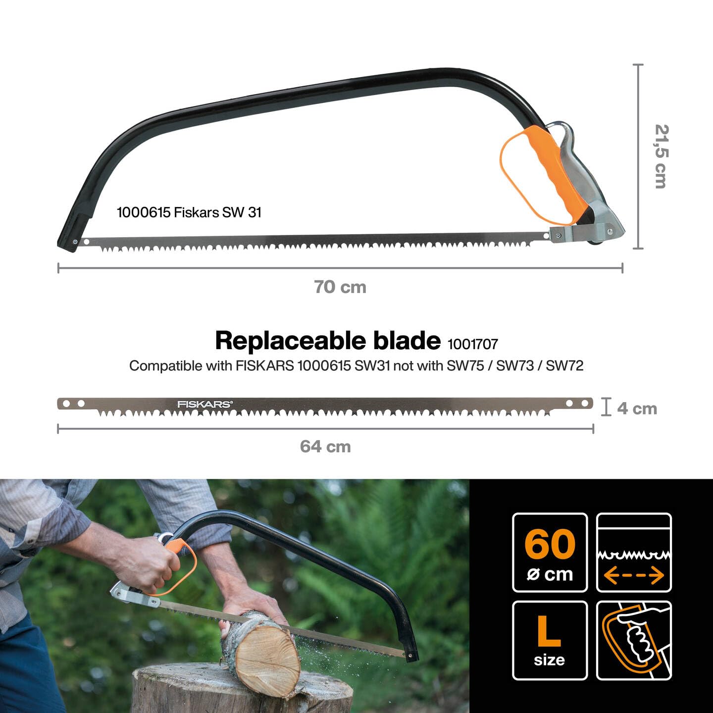 Fiskars Bow Saw SW31 for Heavy Stems and Thicker Branches