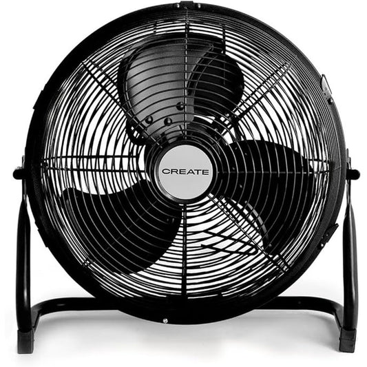 CREATE - AIR FLOOR RETRO – Black Industrial Floor Fan (12")