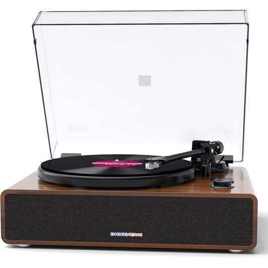 DIGITNOW - Bluetooth Turntable Vinyl Record Player – Brown
