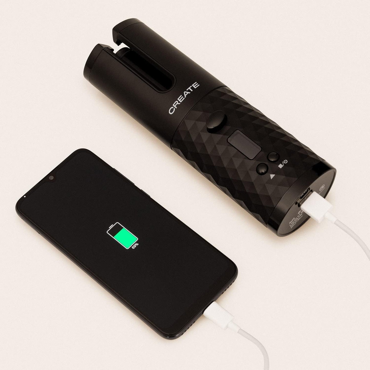 CREATE Tourmaline Portable Wireless Curling Iron - Wireless Portable Hair Curler