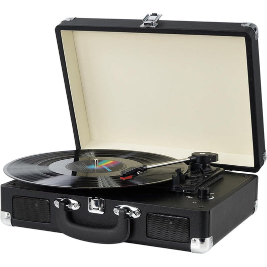 Suitcase - Vintage 3-Speed Bluetooth Vinyl Record Player with Built-in Speakers