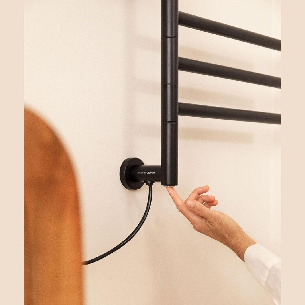 Create - Warm Towel Minimal/Electric Towel Rail with 180° Swivel Bars Black / 62.5 x 51.5,80W