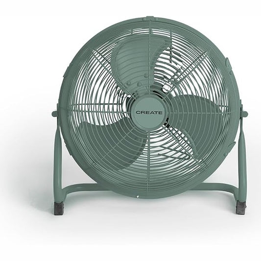 CREATE - AIR FLOOR RETRO – Sage Green Industrial Floor Fan (12")
