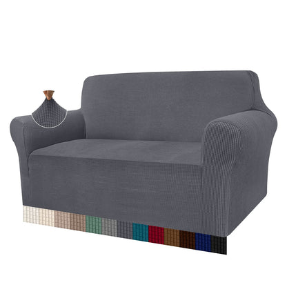 Granbest High Stretch Sofa Cover in gray with checkered pattern, providing a soft and luxurious touch to your furniture while