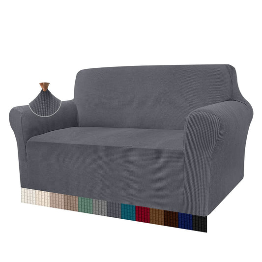 Granbest High Stretch Sofa Cover in gray with checkered pattern, providing a soft and luxurious touch to your furniture while