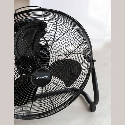 CREATE - AIR FLOOR RETRO – Black Industrial Floor Fan (16")