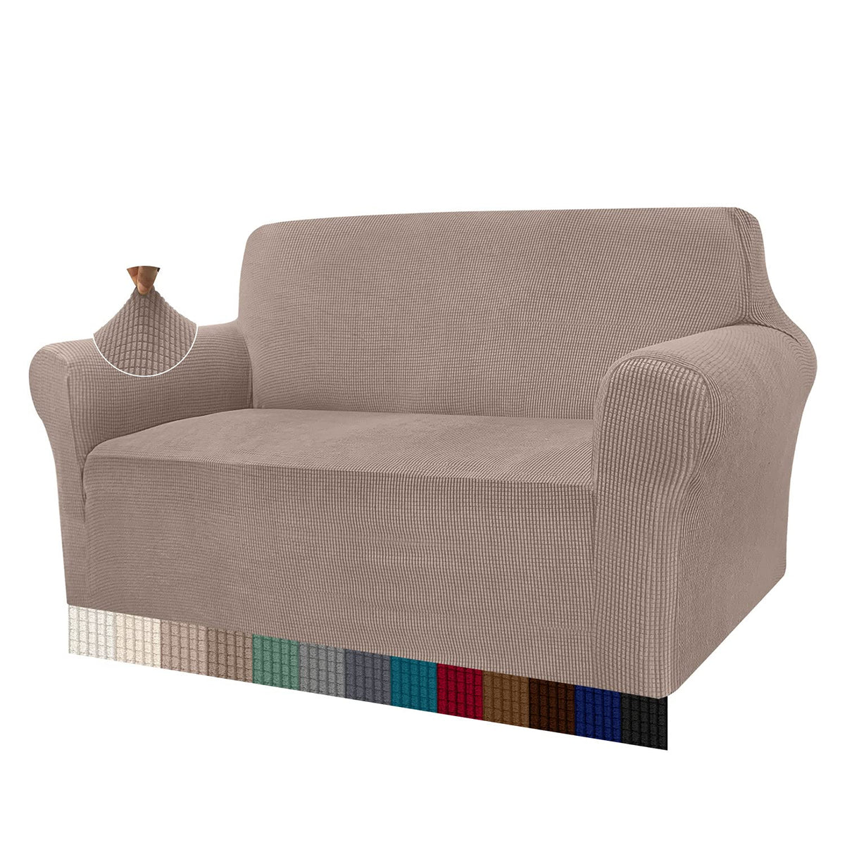 Granbest High Stretch Sofa Cover in Sand color, designed for 2 seater sofas