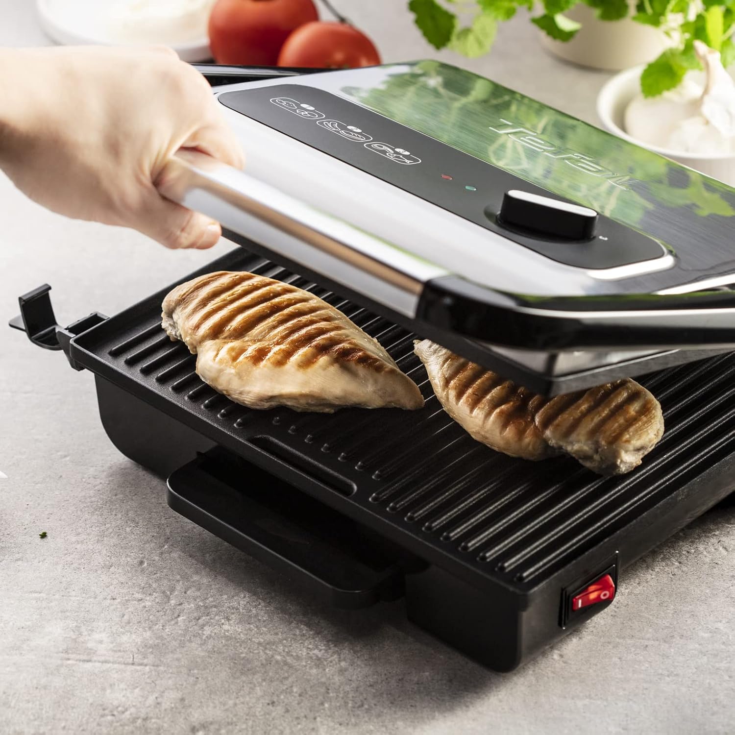 Tefal - Inicio Contact Grill – Stainless Steel/Black