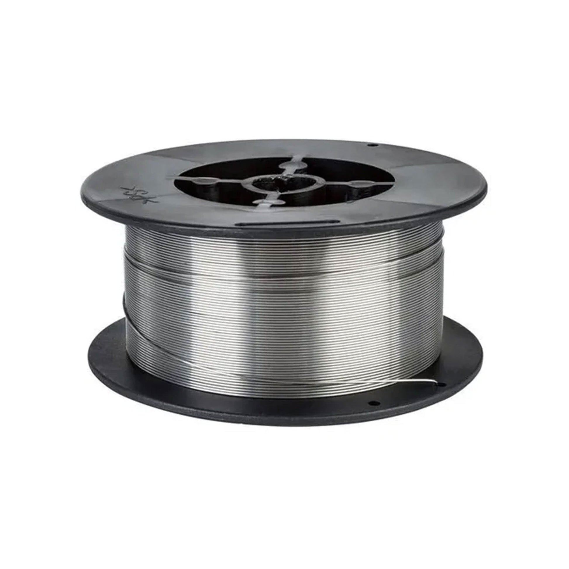Silver coiled spool of wire for industrial use