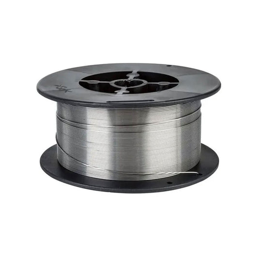 Silver coiled spool of wire for industrial use