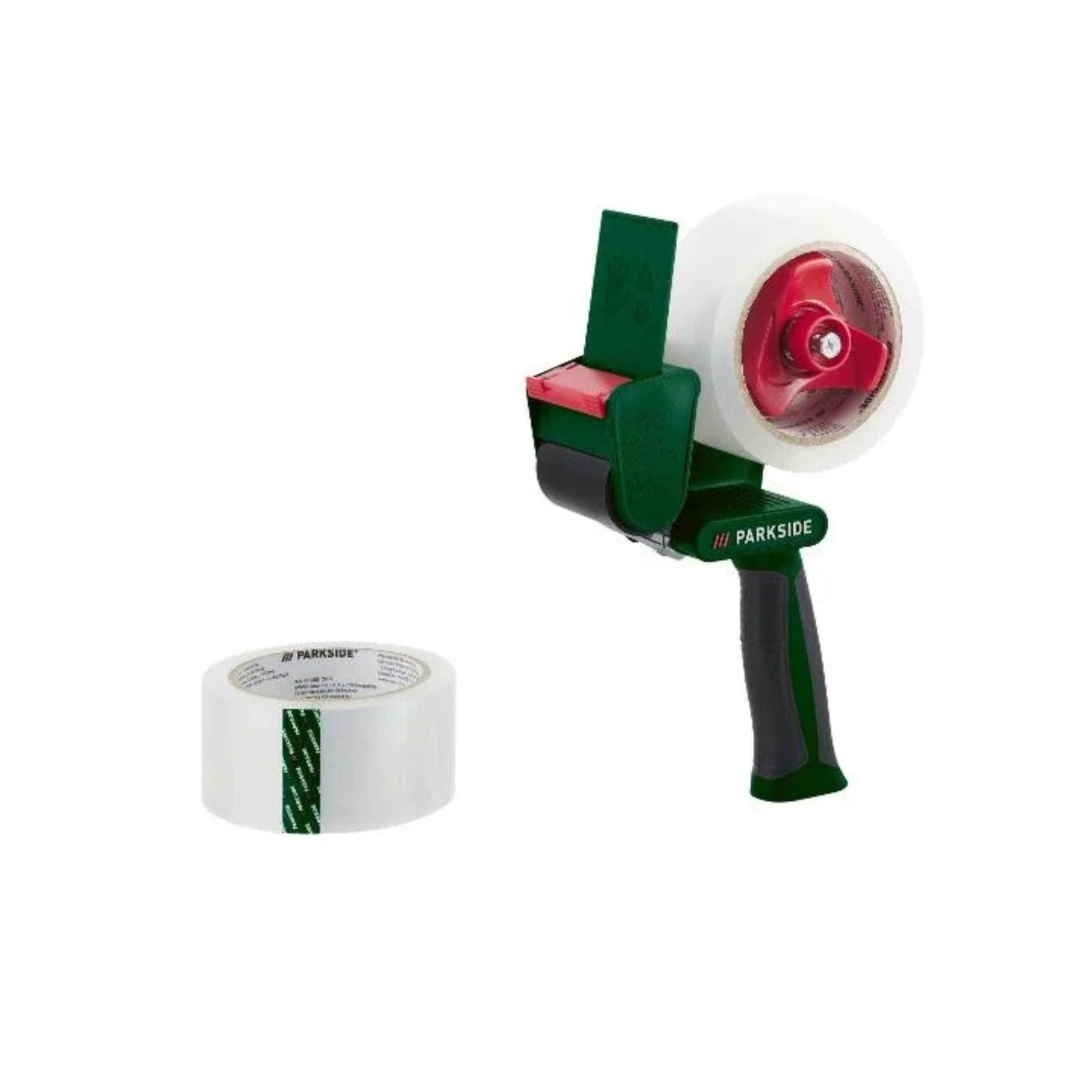Parkside Adhesive Tape Dispenser with ergonomic handle and cutting edge, transparent color