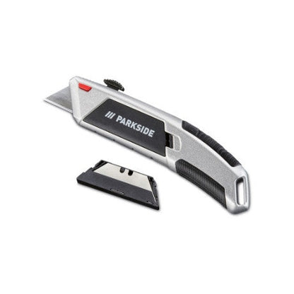 Parkside utility knife with retractable blade and ergonomic handle for comfortable use