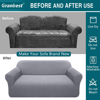 Granbest High Stretch Sofa Cover for 2 Seater in Light Gray