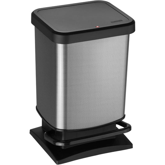 ROTHO - Waste bin 20l with pedal and lid, Plastic (PP) BPA-free, carbon metallic, 20l (29,3 x 26,6 x 45,7 cm)