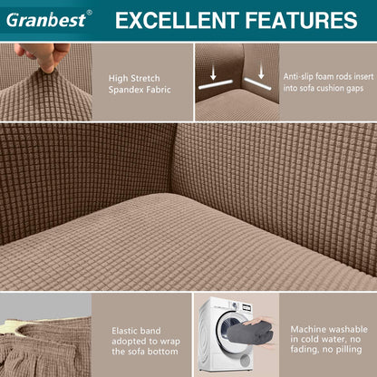 Granbest High Stretch 2 Seater Sofa Cover in Sand