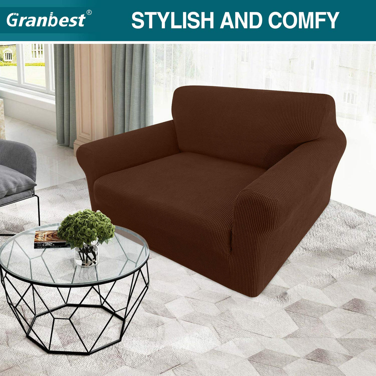 Granbest High Stretch Armchair Covers Super Soft Chair Covers for Living Room
