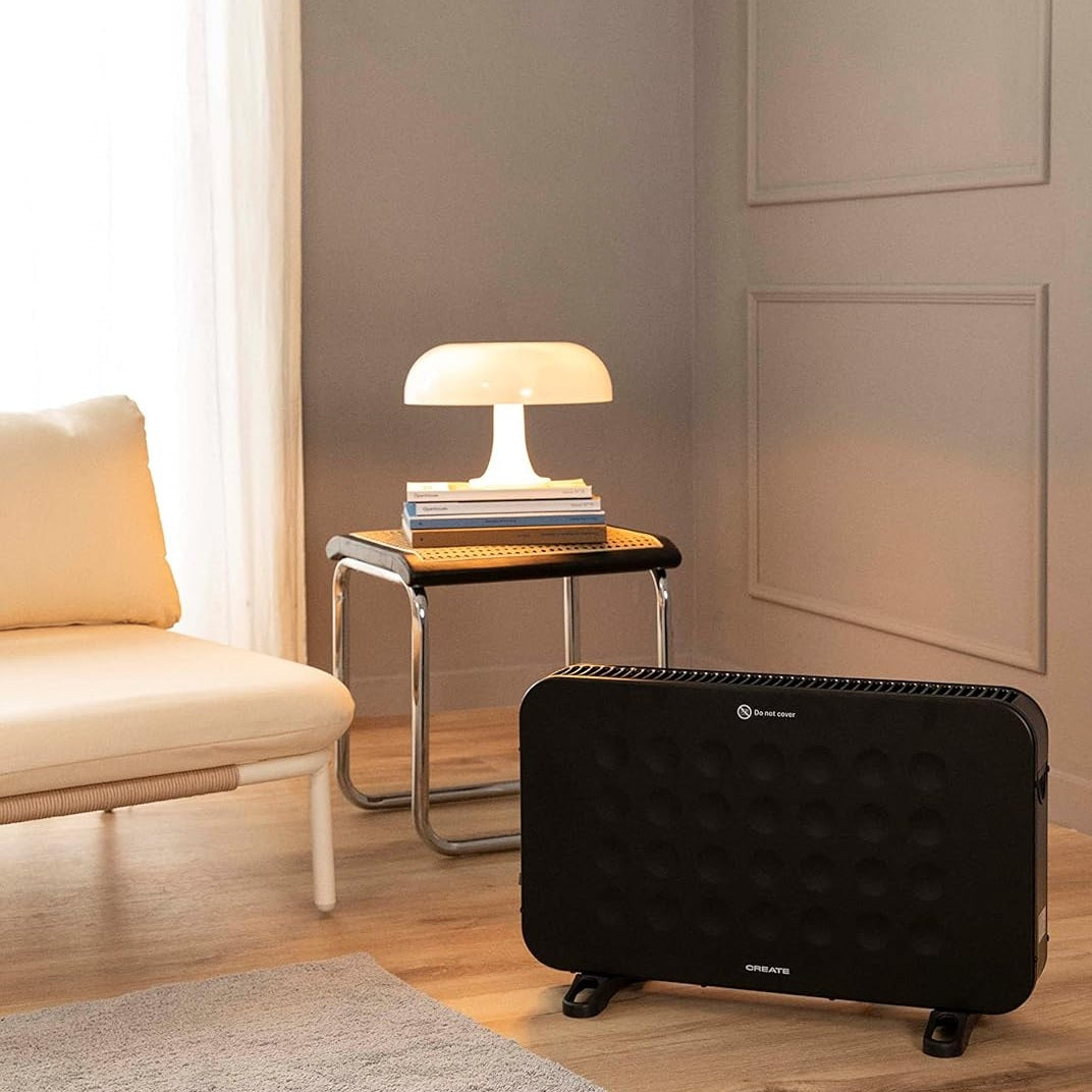 Create - HEATBOX – Electric Convector Heater Black with Fan and Hot Air Function, 2000W