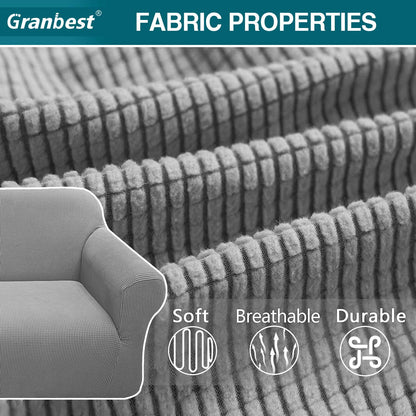 Granbest High Stretch Sofa Cover for 2 Seater in Light Gray
