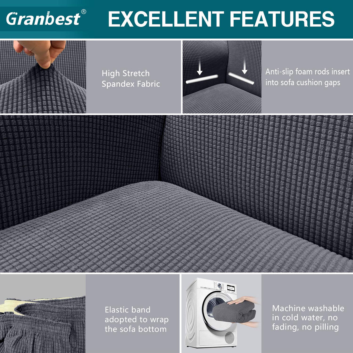 Granbest High Stretch Sofa Covers for Dogs