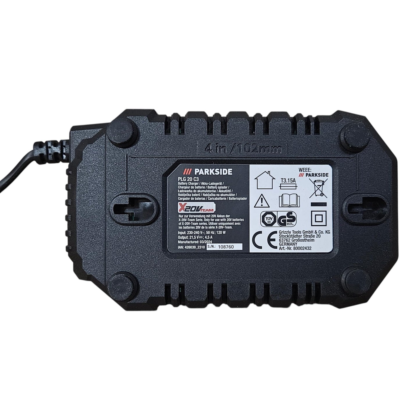 Parkside PLG 20 C3 120W 4.5A Fast Charger for 20V Power Tools