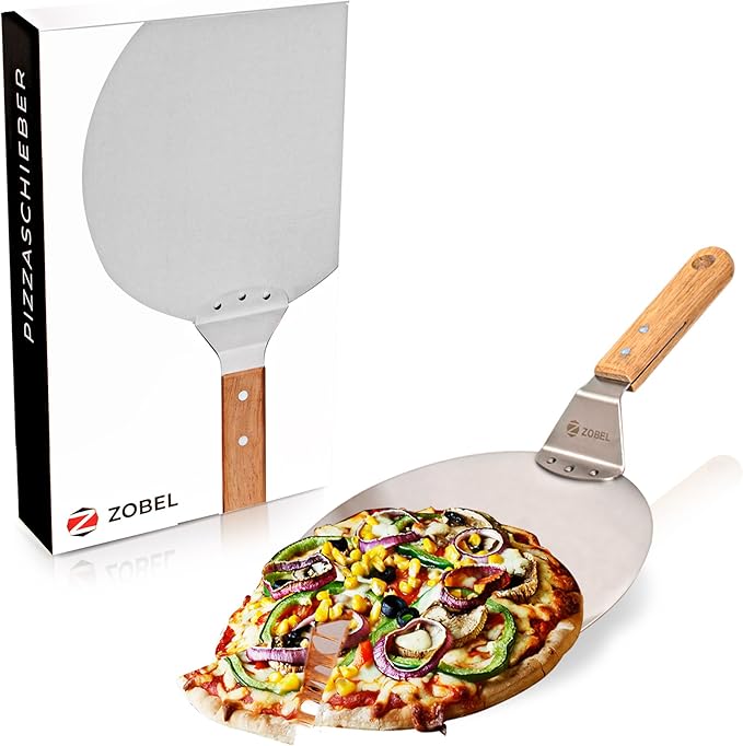 Premium Pizza Peel - Stainless Steel with Wooden Handle