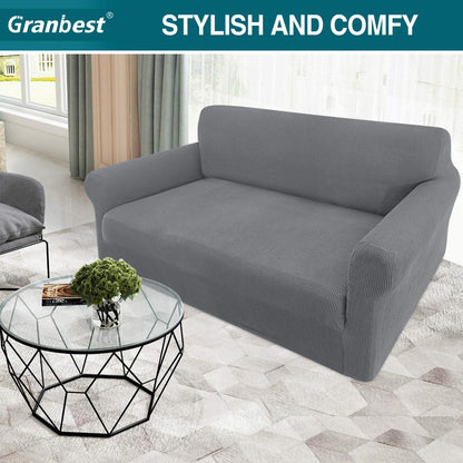 Granbest High Stretch Sofa Cover for 2 Seater in Light Gray