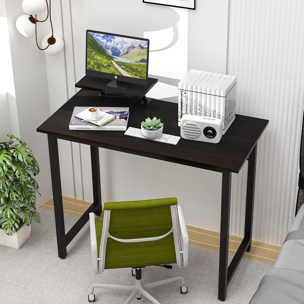 Chleby Adjustable Modern Computer Desk with Holder, Black