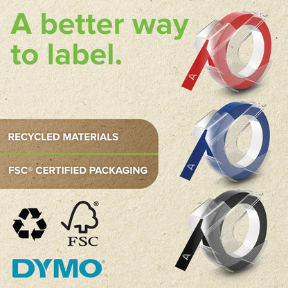 Dymo Authentic Embossing Label Tape 9mm x 3m Rolls