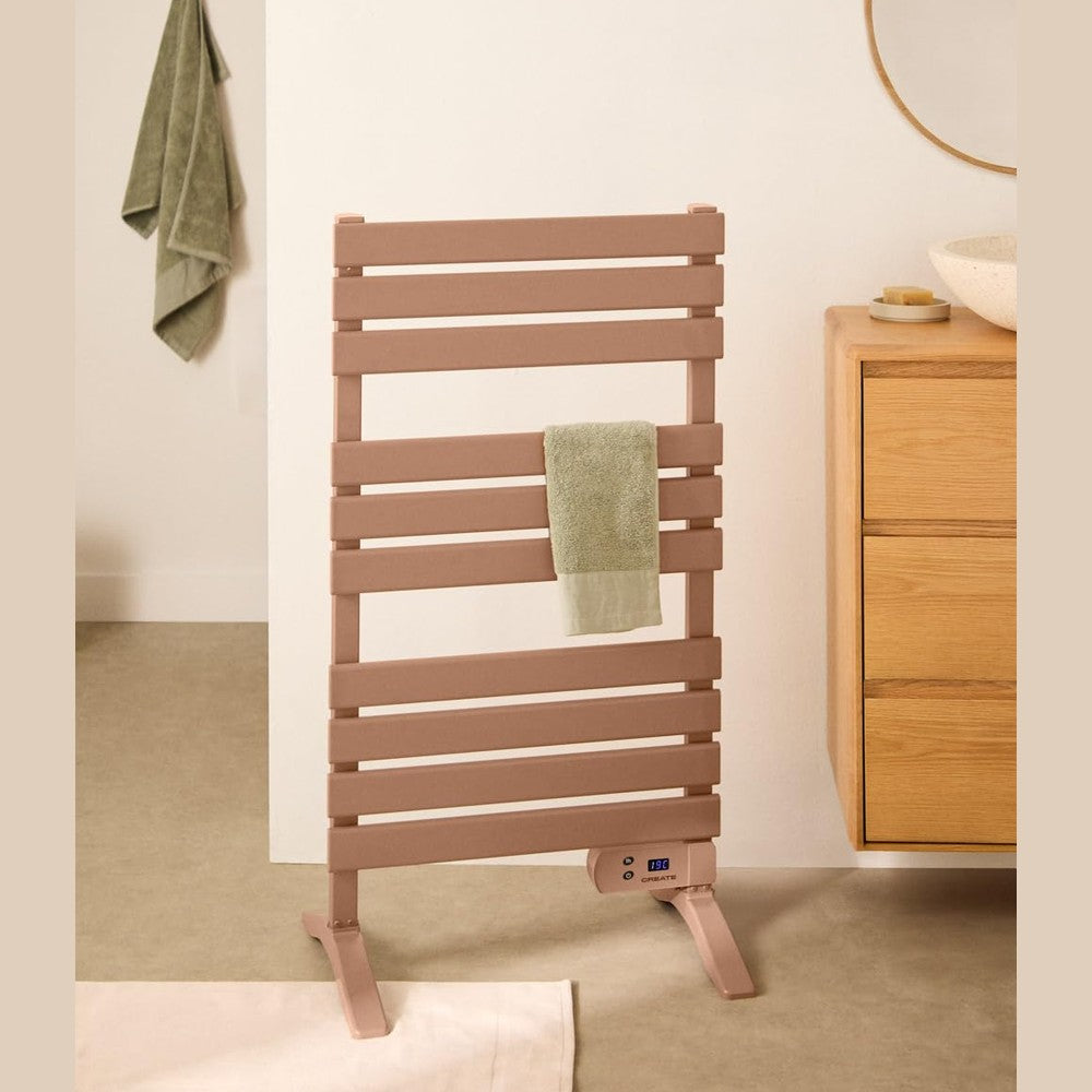 CREATE / Warm Towel 500W / Electric Towel Rail Mocha with Feet / 103 x 5 x 55 cm/for Floor or Wall. Timer. LCD Display. Low Consumption