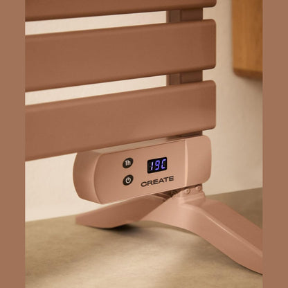 CREATE / Warm Towel 500W / Electric Towel Rail Mocha with Feet / 103 x 5 x 55 cm/for Floor or Wall. Timer. LCD Display. Low Consumption